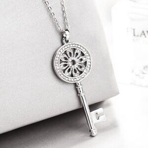💎Hollow Flower CZ Dainty Micro Pave Silver Plated Necklaces for WomenEVGG1095